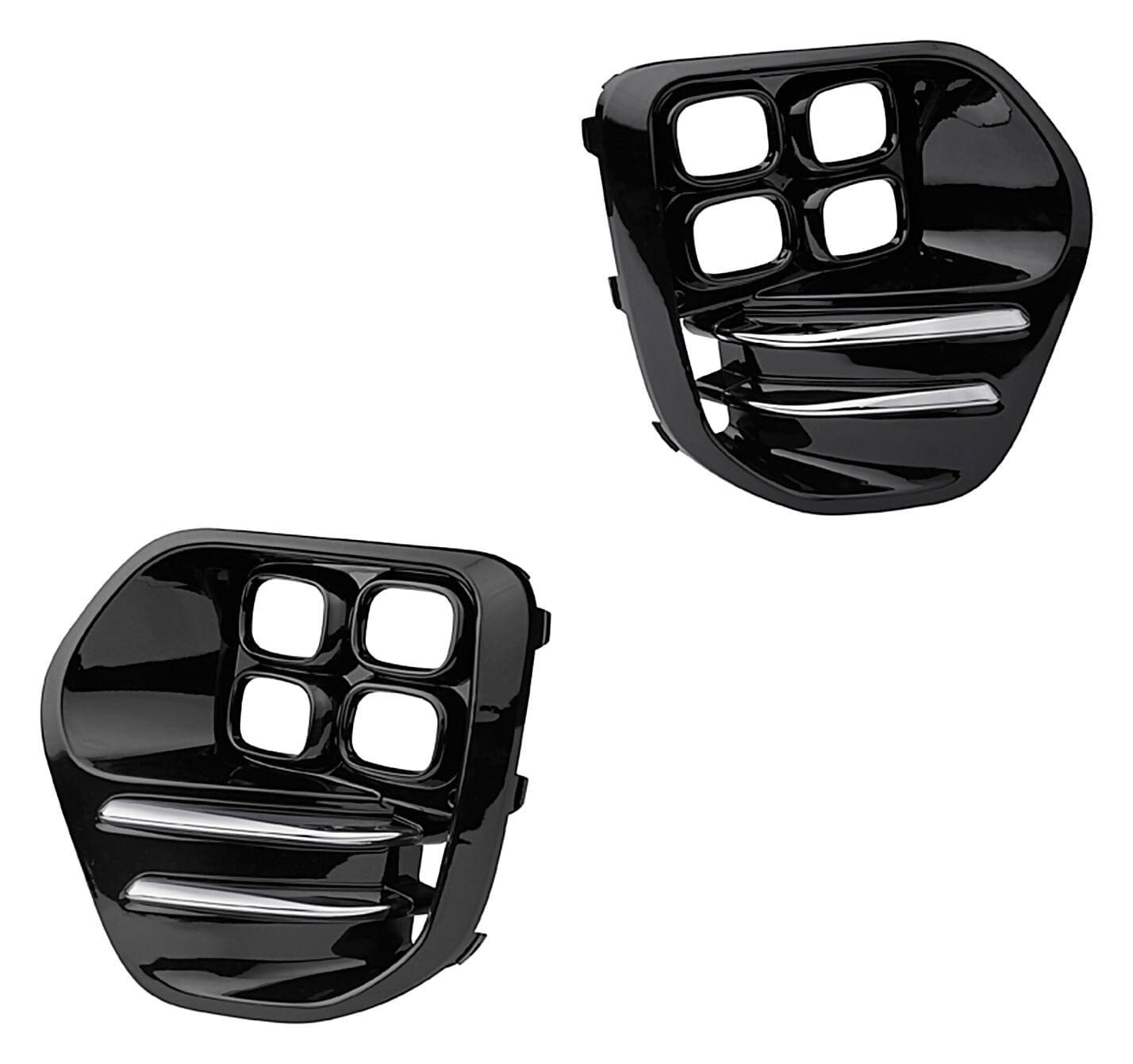 Par De Rejillas De Defensa Delanteras Brillante Negra C/Hoyo P/Leds