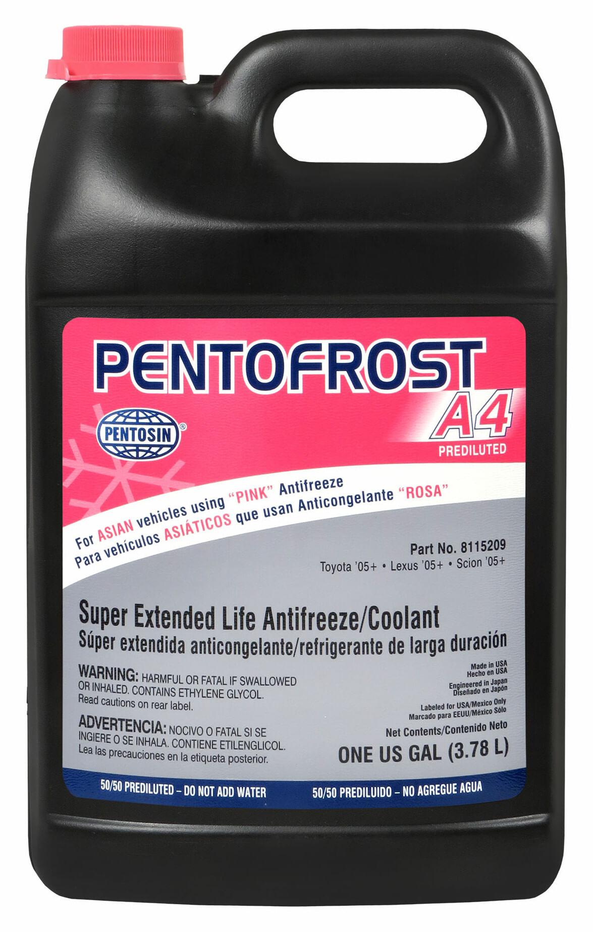 Anticongelante Pentofrost A4 Prediluido 50% Rosa 1 Galón
