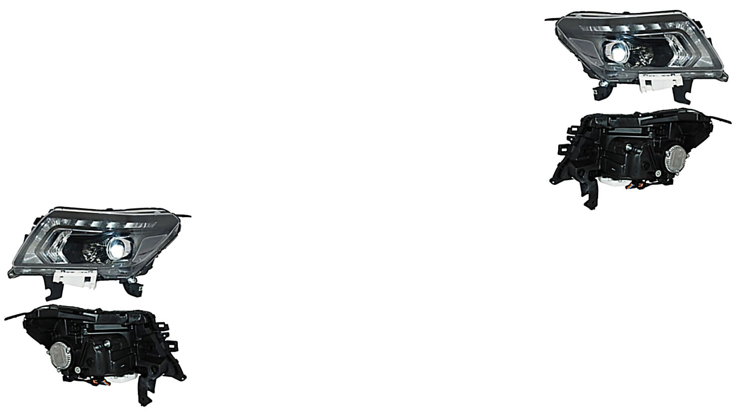 Par De Faros Fondo Negro Con Leds