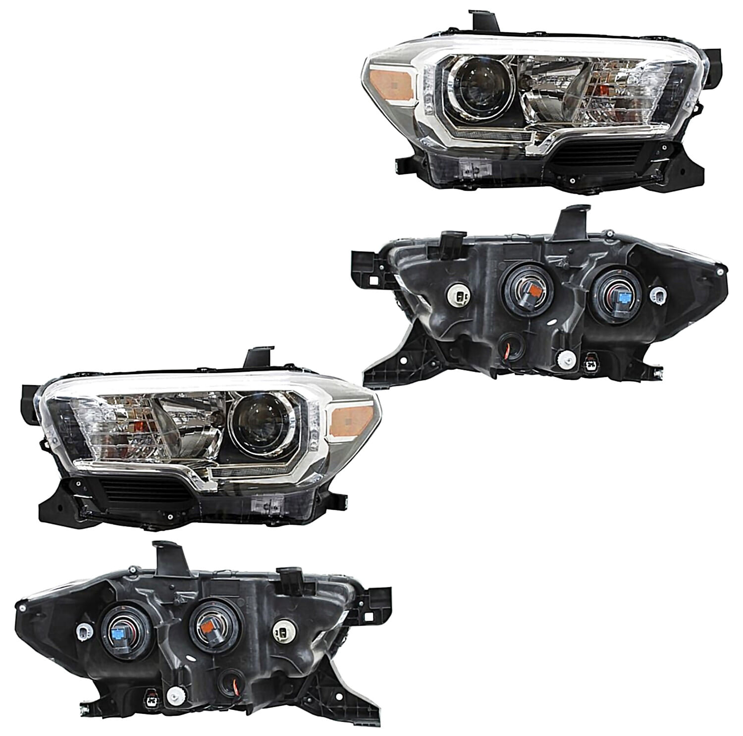 Par De Faros Fondo Negro Con Leds