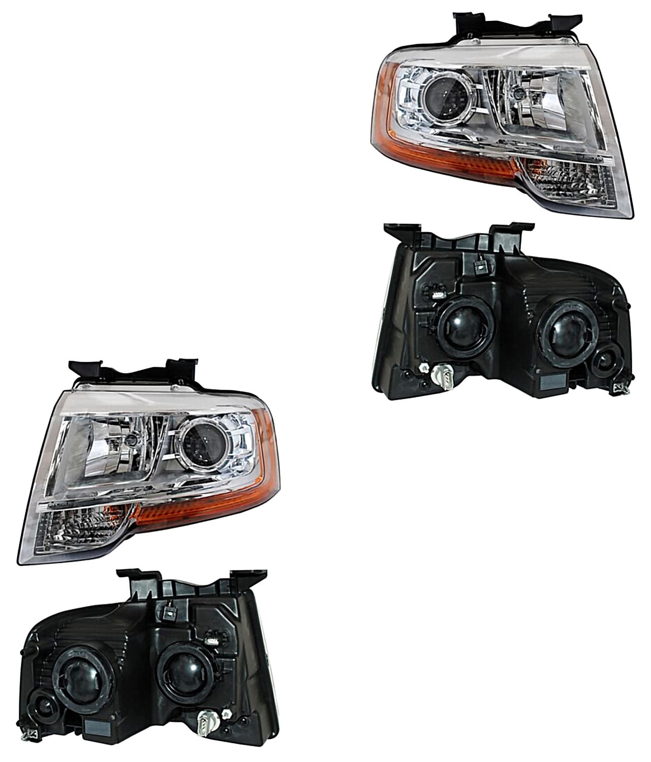 Par De Faros Fondo Cromado Con Lupa
