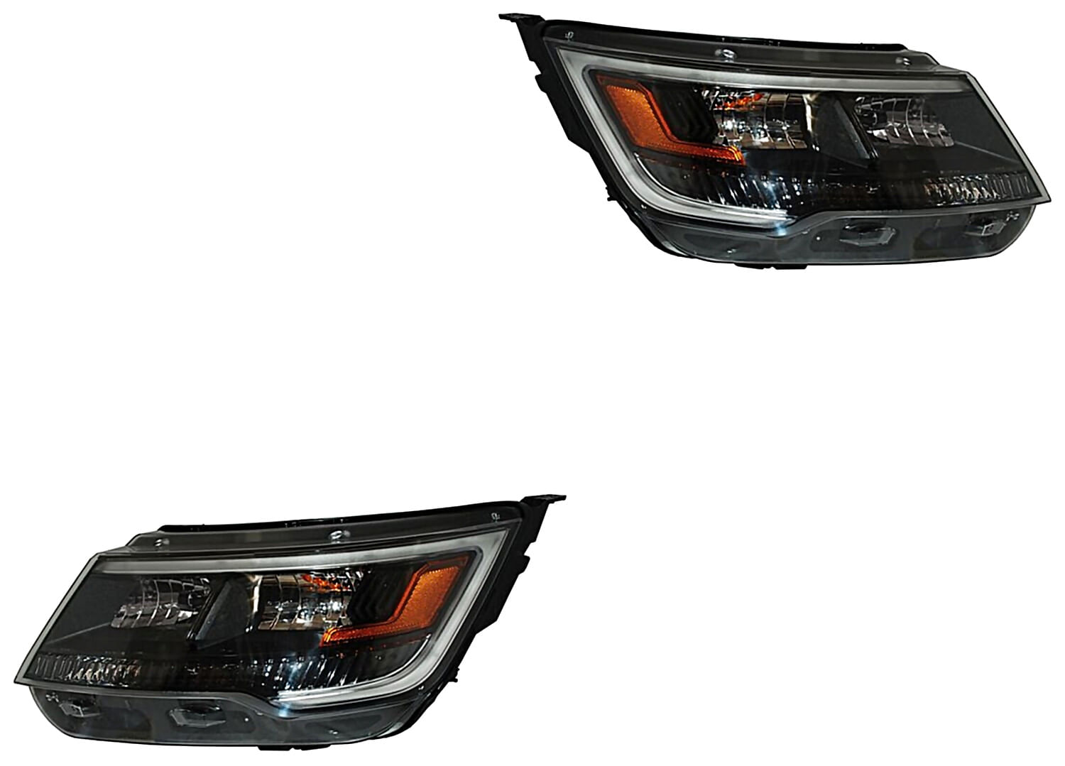 Par De Faros Fondo Negro Con Leds