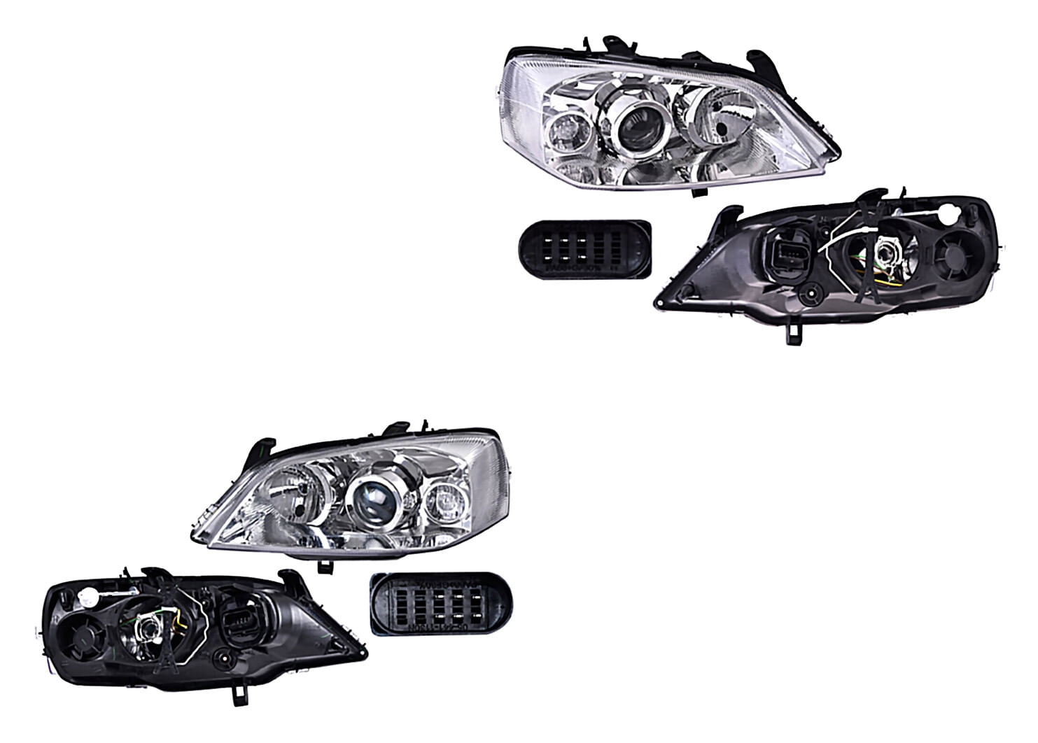 Par De Faros Fondo Cromado Manual Para Foco Halógeno Sin Foco