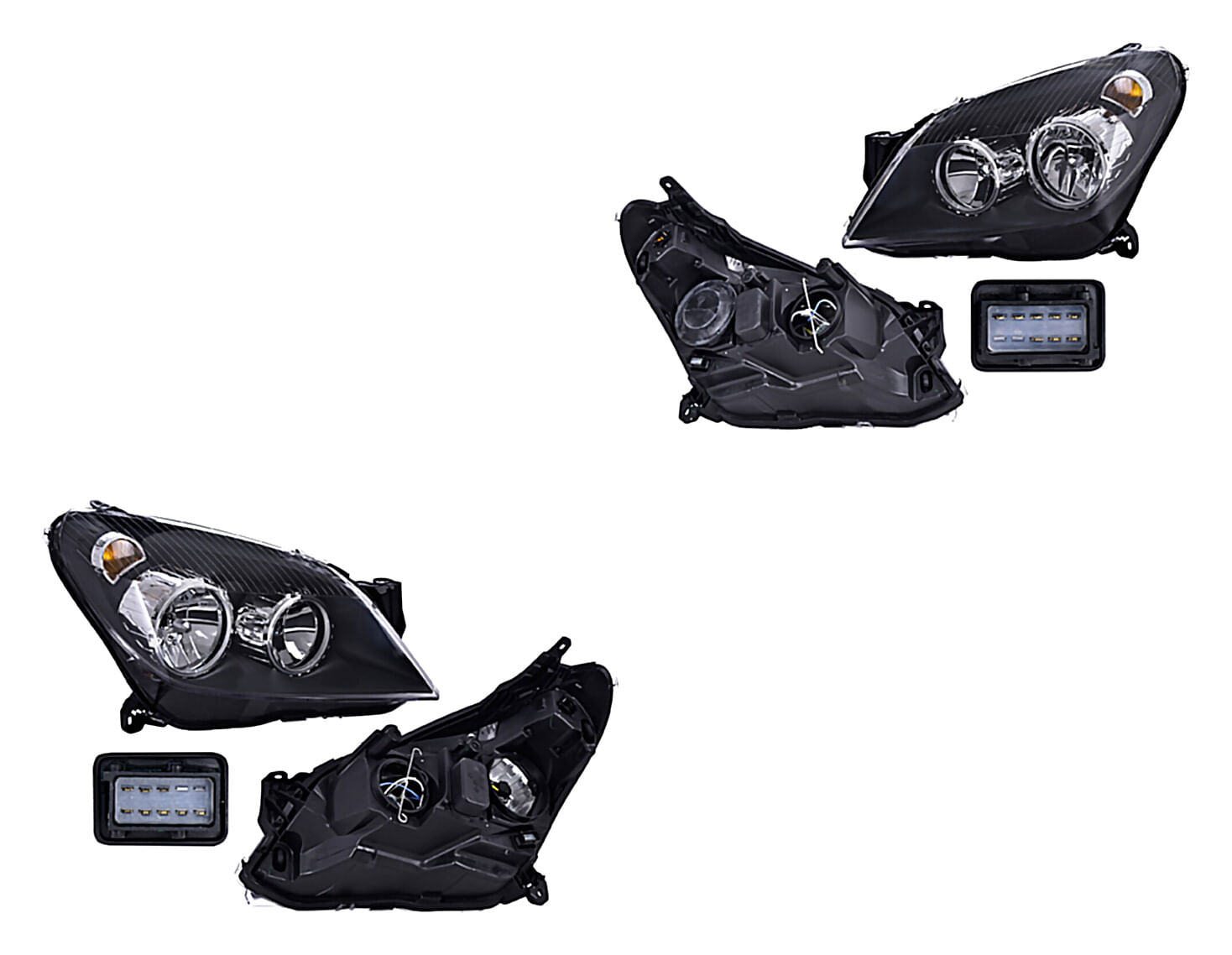 Par De Faros Fondo Negro Eléctrico Con Motor Para Foco Halógeno Sin Foco
