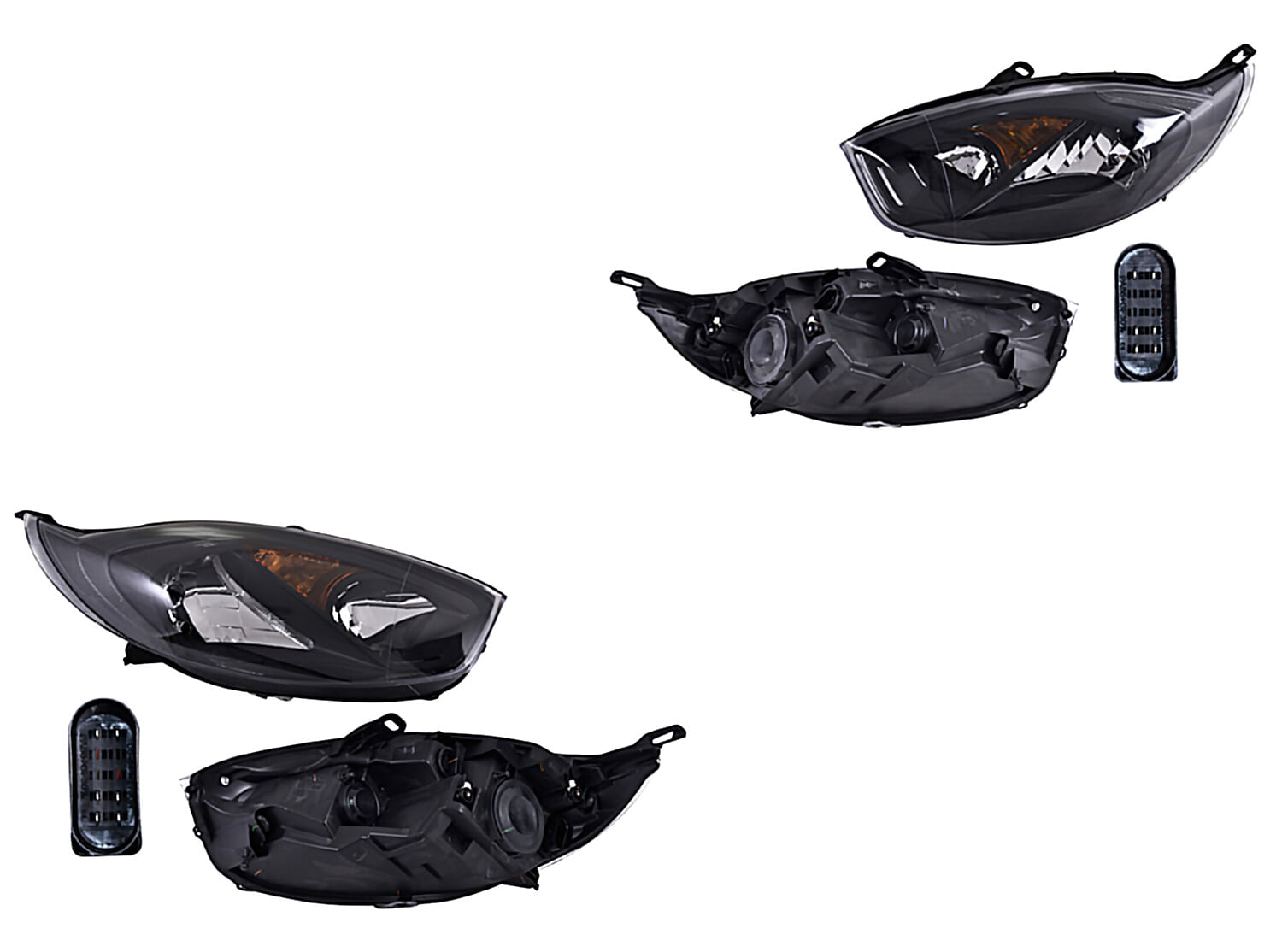 Par De Faros Fondo Negro Manual Para Foco Halógeno Sin Foco