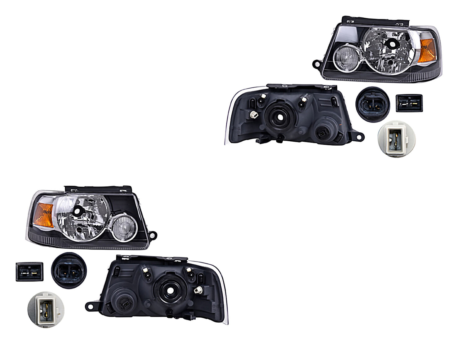 Par De Faros Fondo Negro Manual Para Foco Halógeno Sin Foco