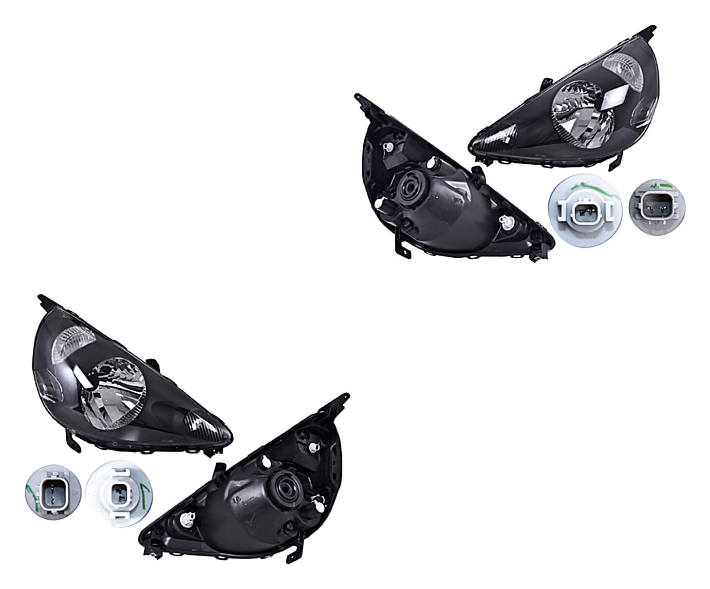 Par De Faros Fondo Negro Manual Para Foco Halógeno Sin Foco