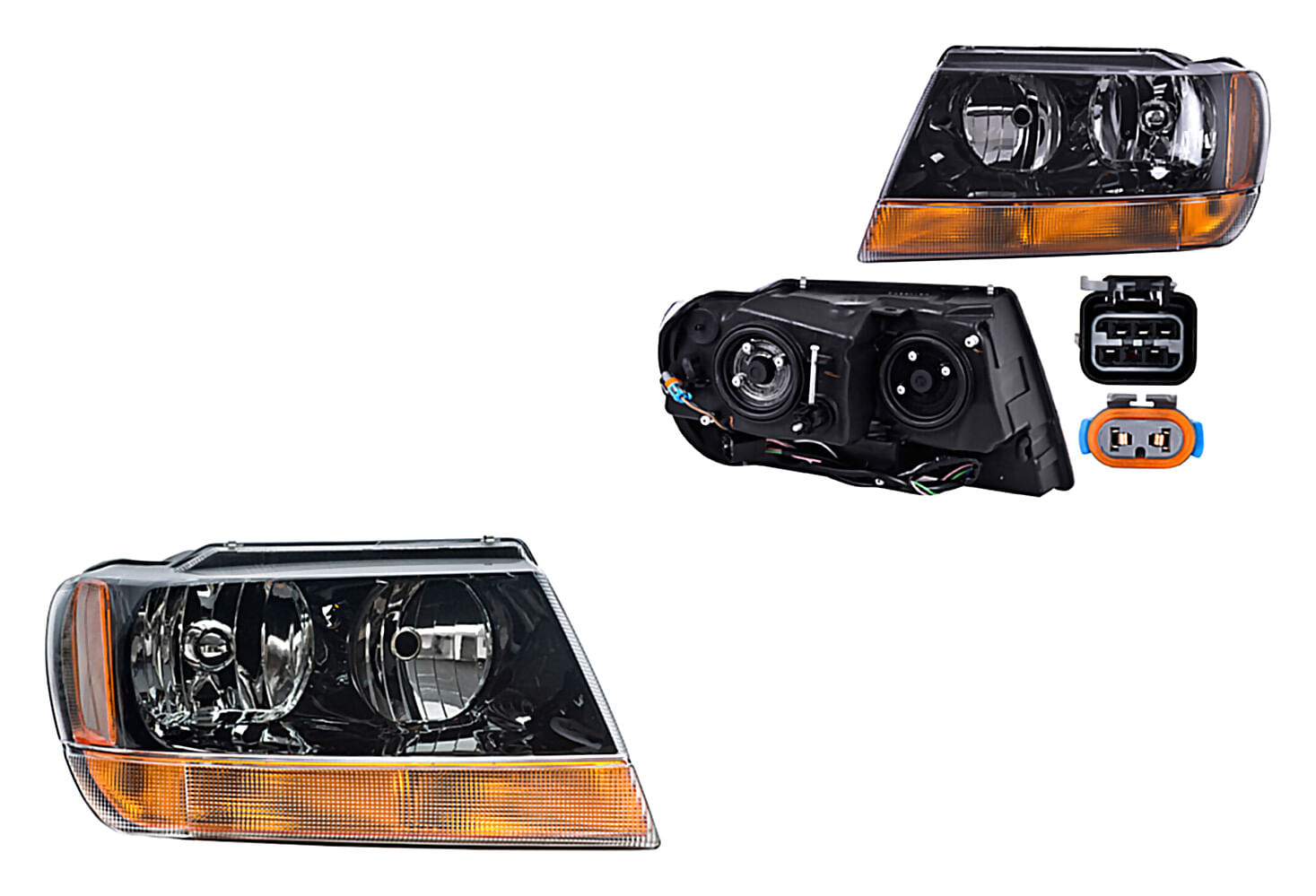 Par De Faros Fondo Negro Con Cuarto Ámbar Sin Foco
