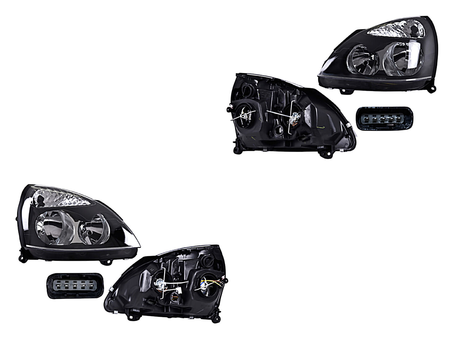 Par De Faros Fondo Negro Eléctrico Para Foco Halógeno Sin Foco