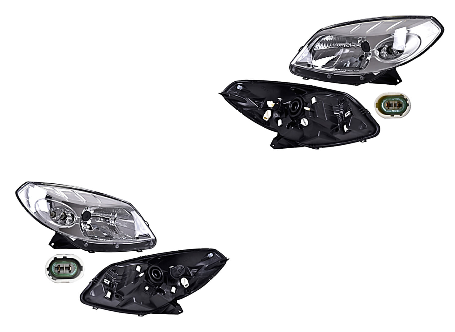 Par De Faros Fondo Cromado Manual/Eléctrico Para Foco Halógeno Sin Foco