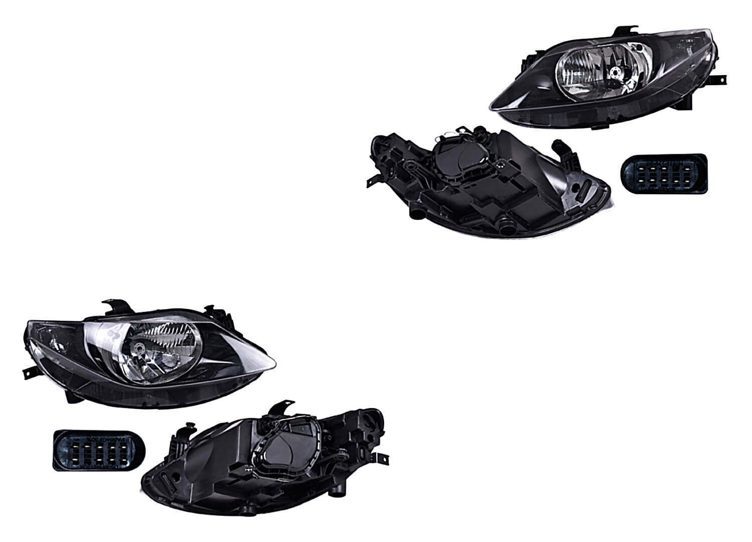Par De Faros Fondo Negro Para Foco Halógeno Sin Foco