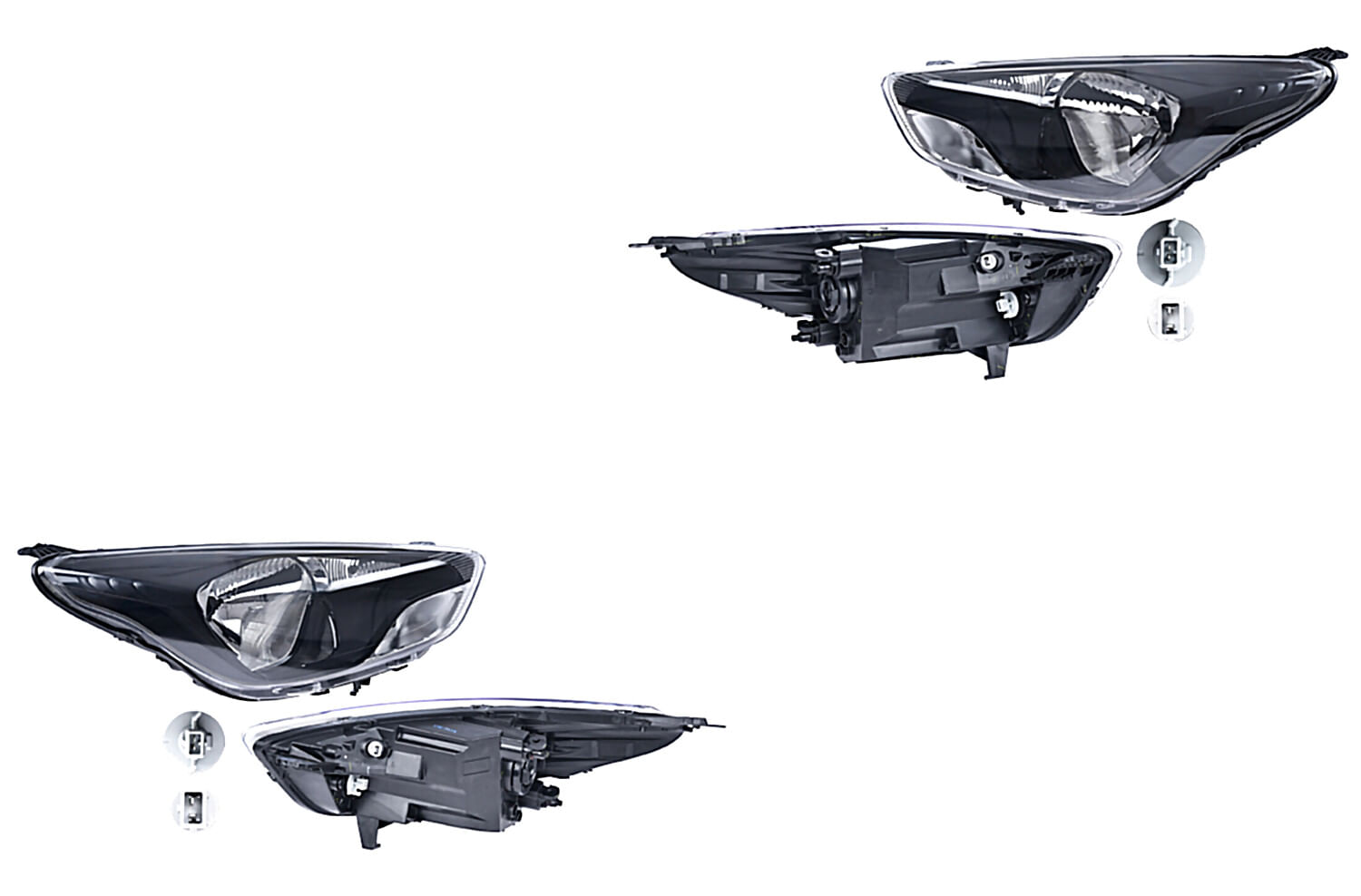 Par De Faros Fondo Negro Manual Para Foco Halógeno Sin Foco
