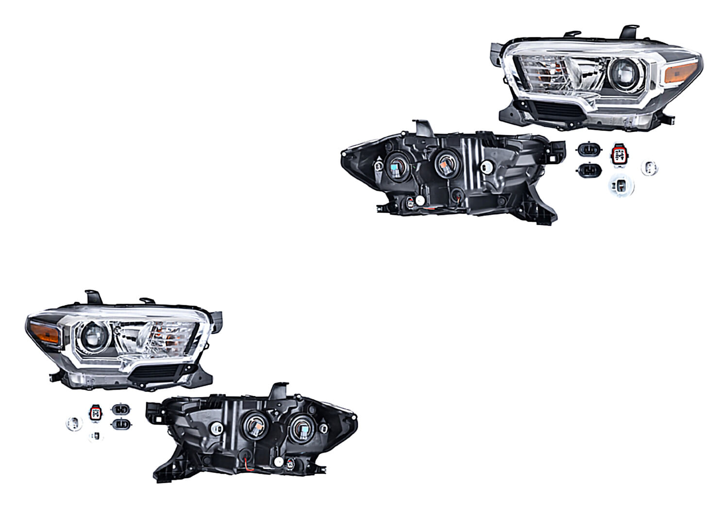 Par De Faros Fondo Negro Con Leds Con Luz De Día