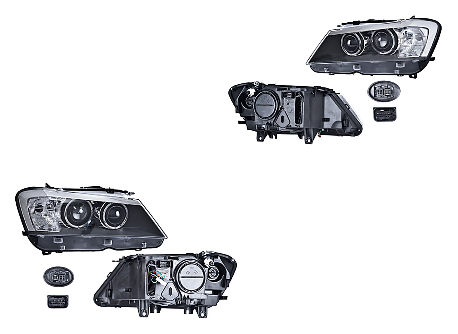 Par De Faros Eléctrico Con Motor Para Foco Xenón Sin Foco
