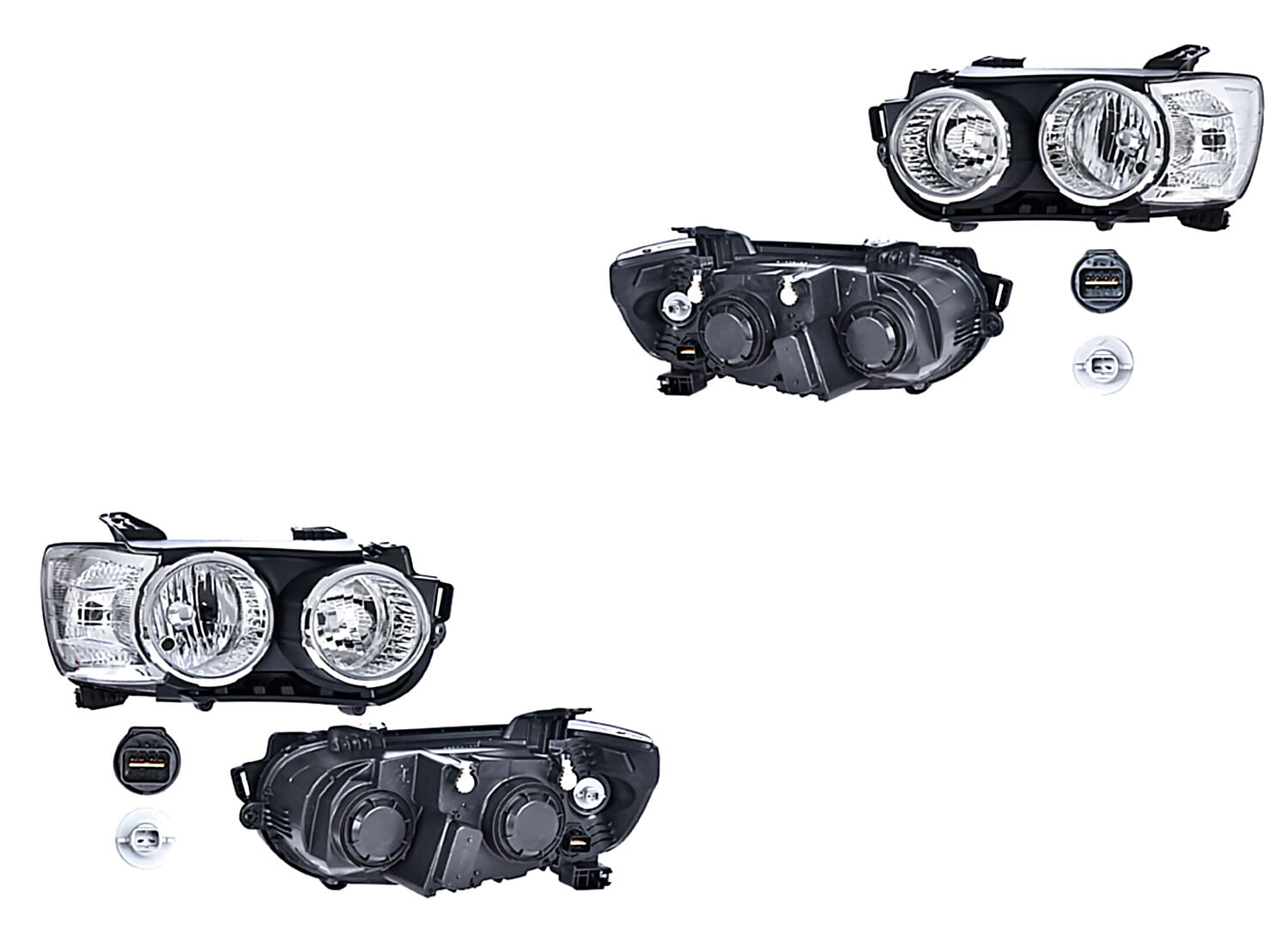 Par De Faros Manual Bisel Cromado Para Foco Halógeno Sin Foco Sin Reflejante