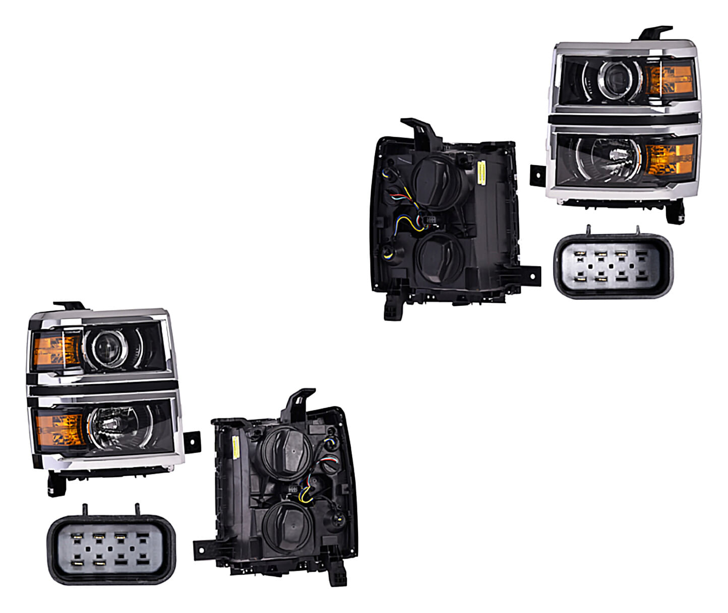 Par De Faros Filo Cromado Con Lupa