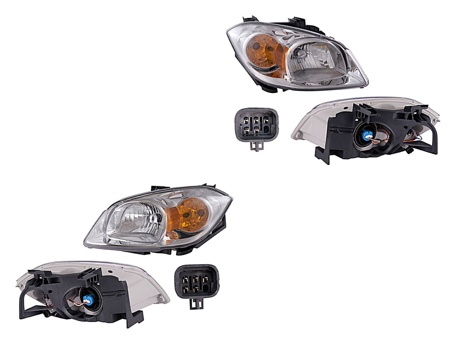 Par De Faros Fondo Cromado Con Base