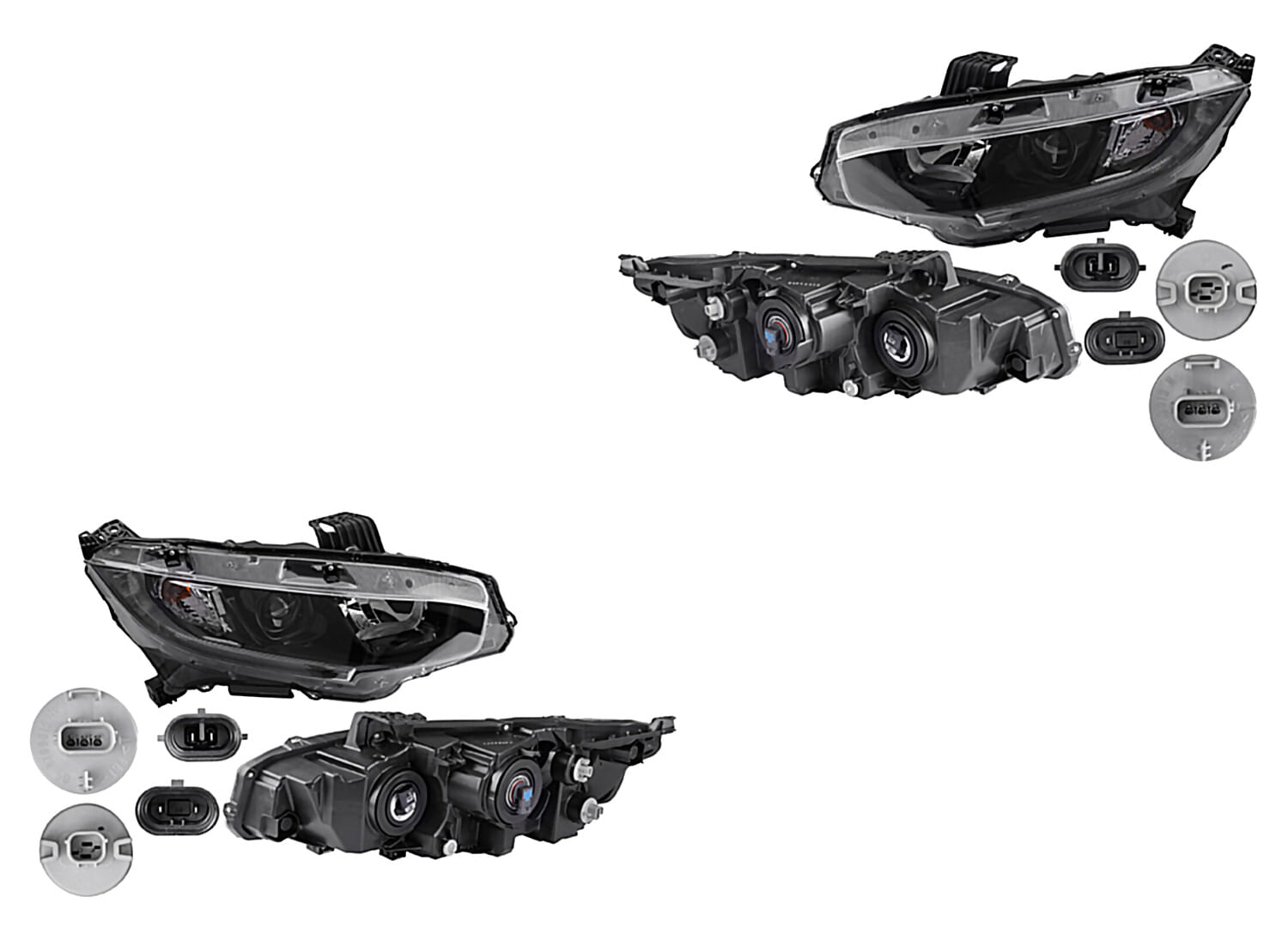 Par De Faros Fondo Negro Para Foco Halógeno