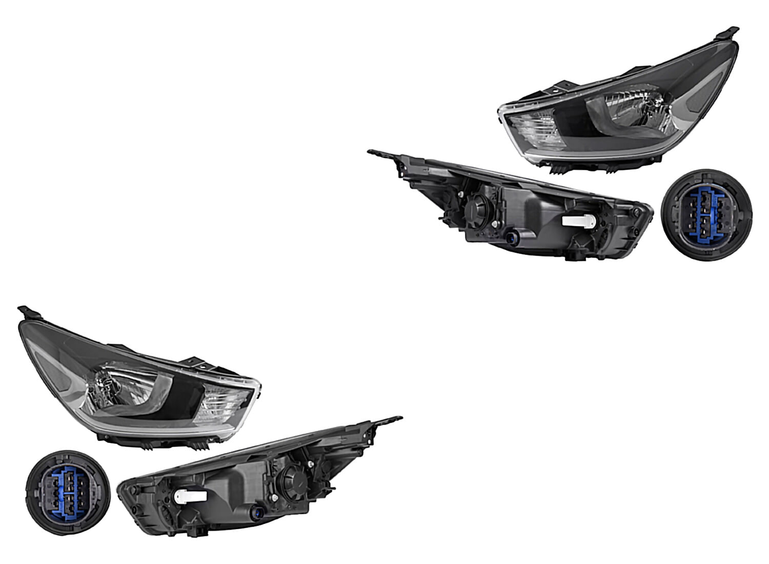 Par De Faros Fondo Negro Sin Motor Para Foco Halógeno Sin Lupa