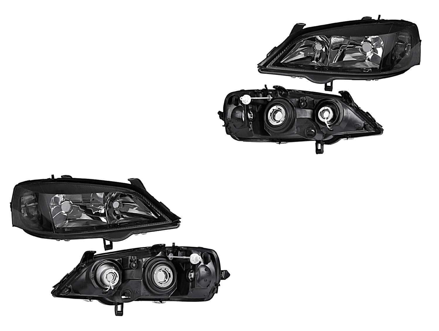 Par De Faros Fondo Negro Eléctrico Sin Motor Para Foco Halógeno Sin Foco