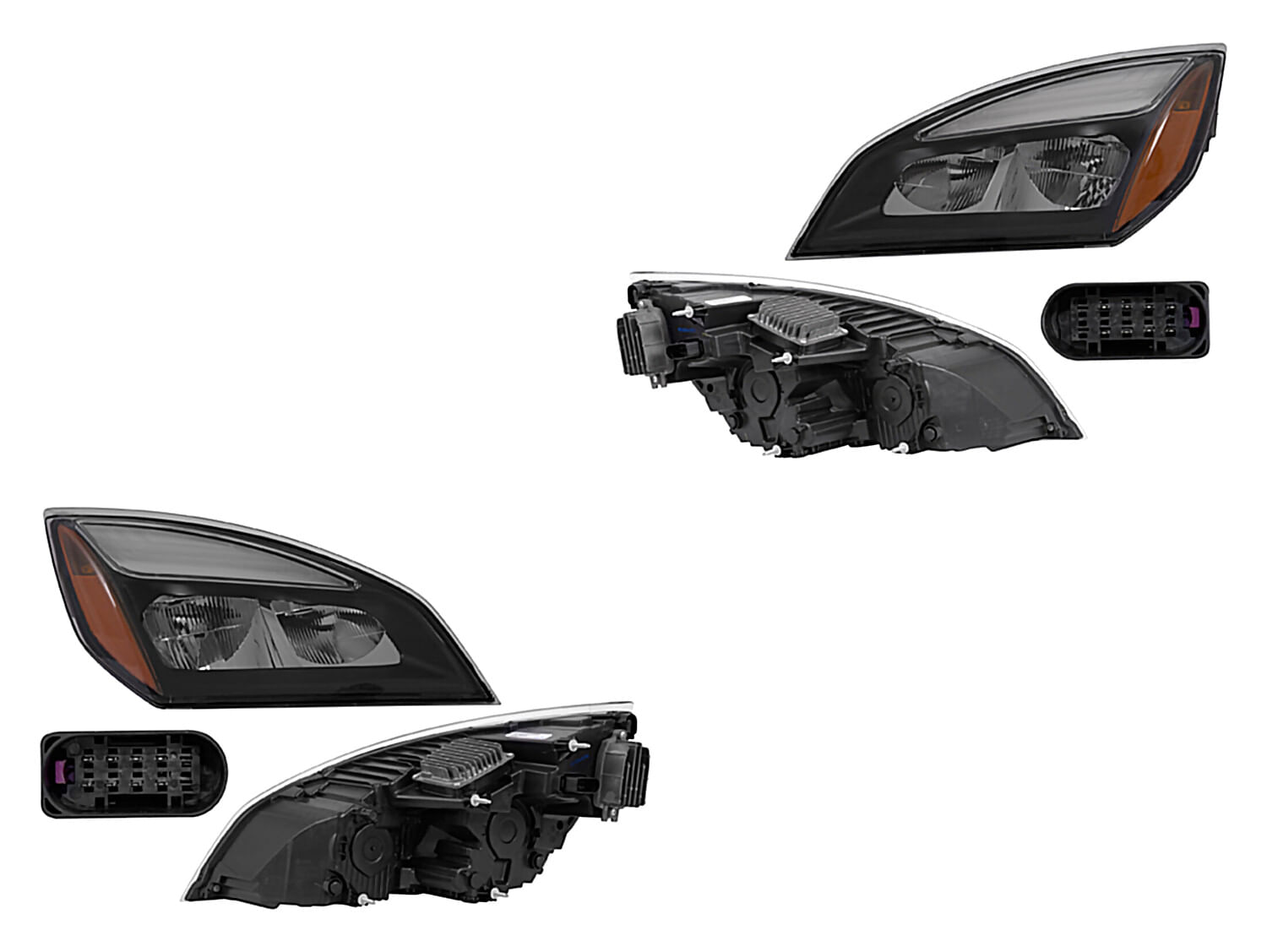 Par De Faros Fondo Negro Con Módulo De Leds