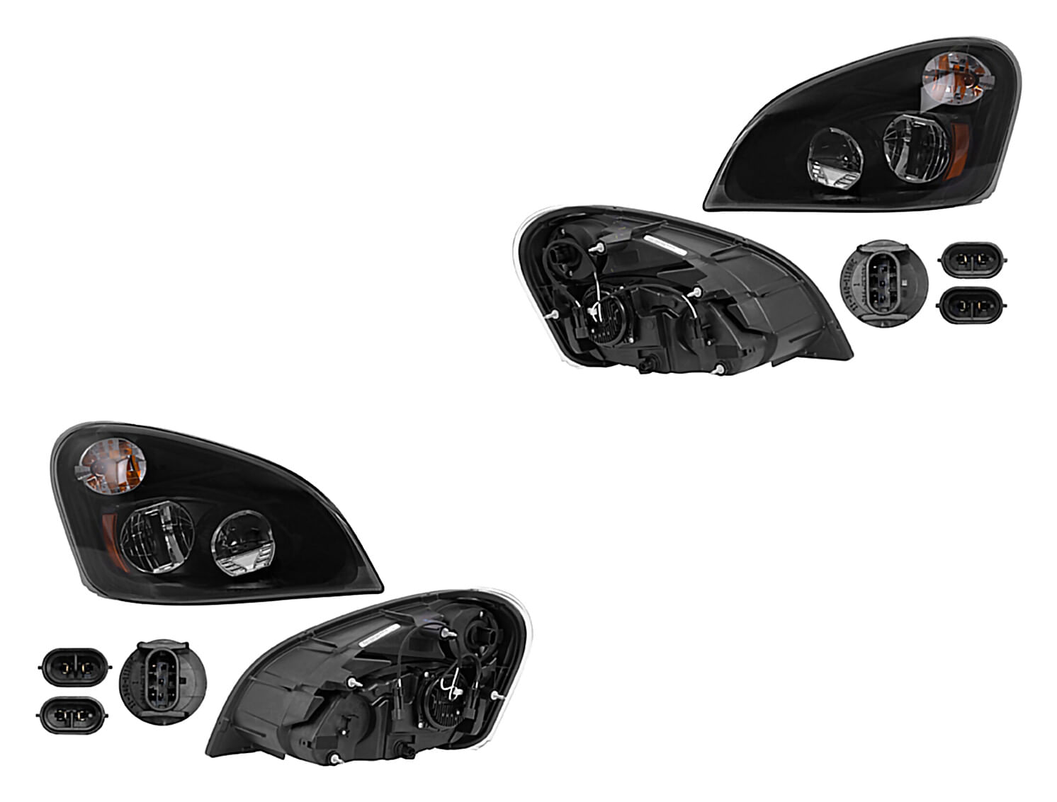 Par De Faros Fondo Negro Con Módulo De Leds