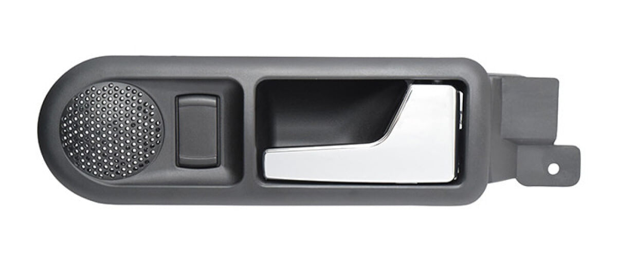 Manija Puerta Interior Trasera Negro/Cromado Con Hoyo Para Cristal Y Bocina Lado Pasajero