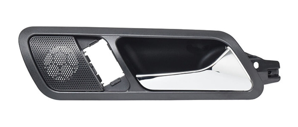 Manija Puerta Interior Trasera Negro/Cromado Con Hoyo Para Cristal Y Bocina Lado Pasajero