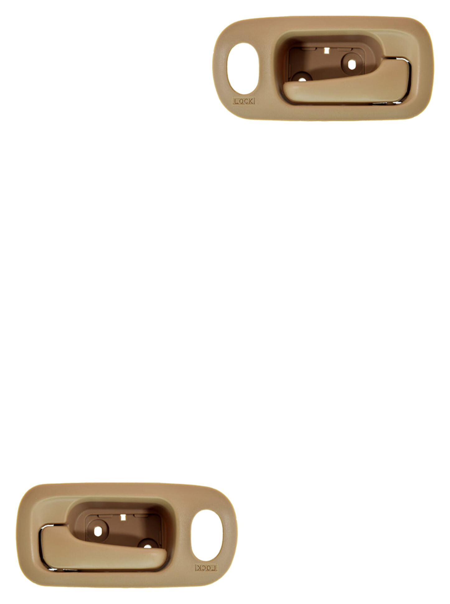 Par De Manijas De Puertas Interiores Delanteras Beige Con Hoyo Para Seguro
