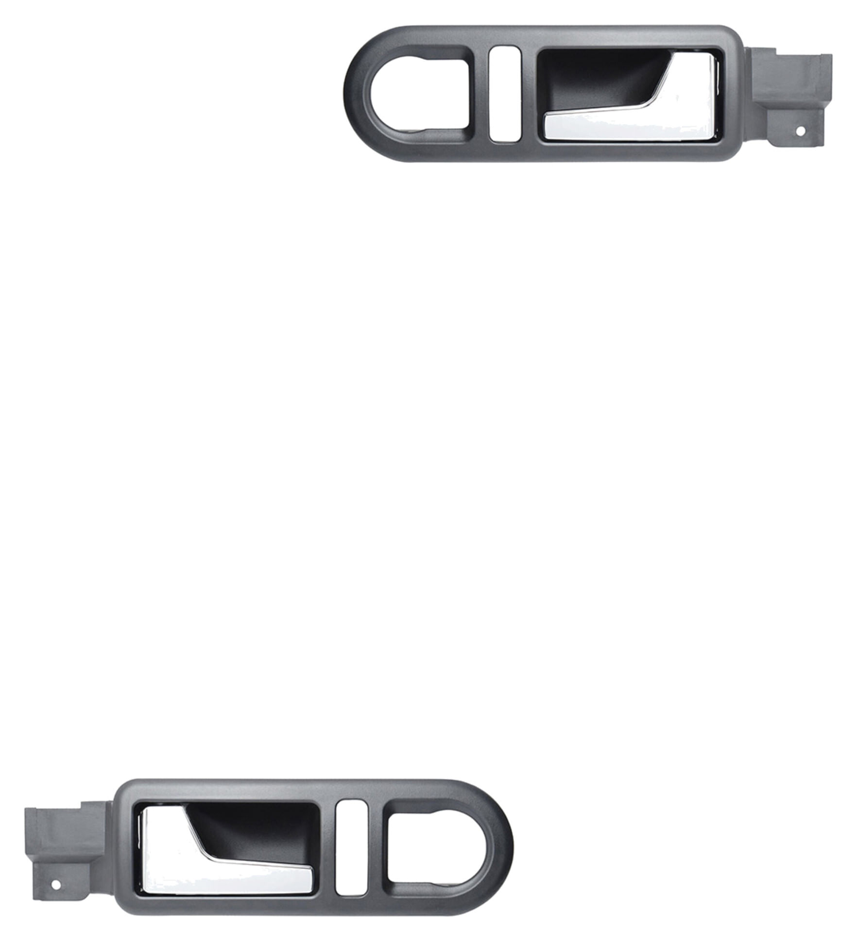Par De Manijas De Puertas Interiores Delanteras Negro/Cromado Con Hoyo Para Seguro Y Control Espejo