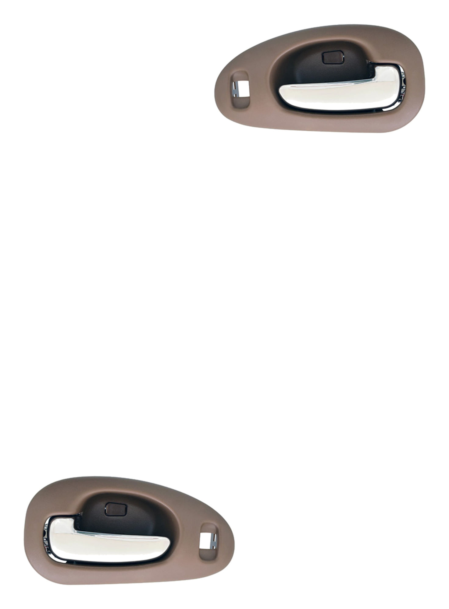 Par De Manijas De Puertas Interiores Delanteras Beige/Cromado Con Hoyo Para Seguro