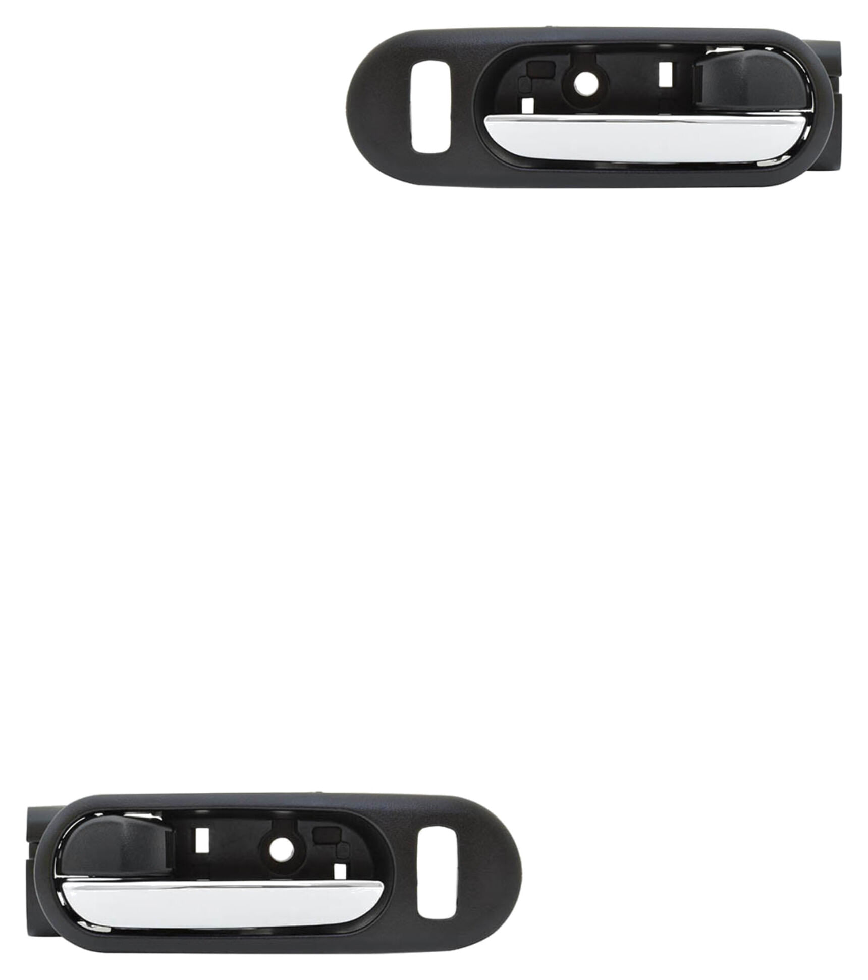Par De Manijas De Puertas Interiores Delanteras Negro/Cromado Con Hoyo Para Seguro