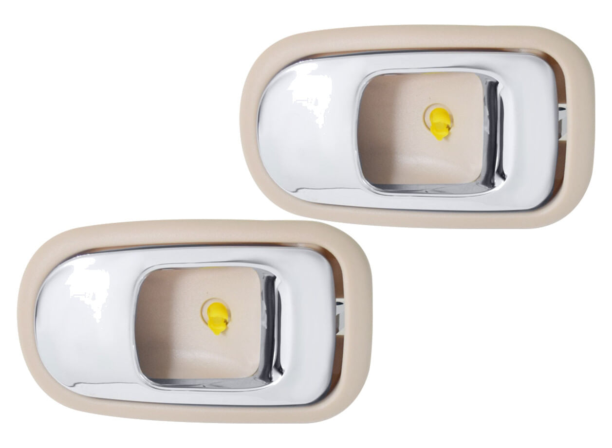 Par De Manijas De Puertas Interiores Delanteras O Traseras Beige/Cromado