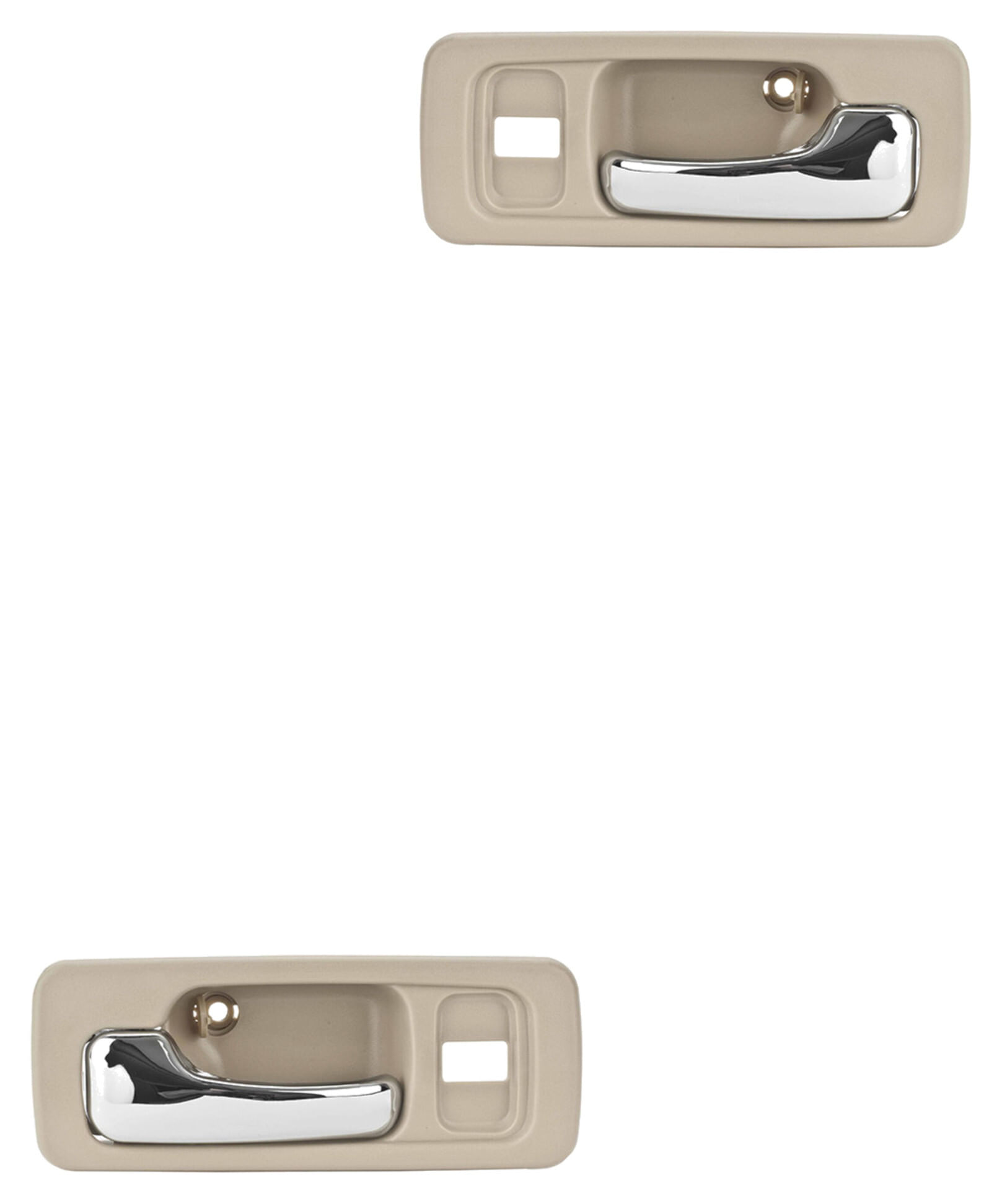 Par De Manijas De Puertas Interiores Delanteras Beige/Cromado Con Hoyo Para Seguro