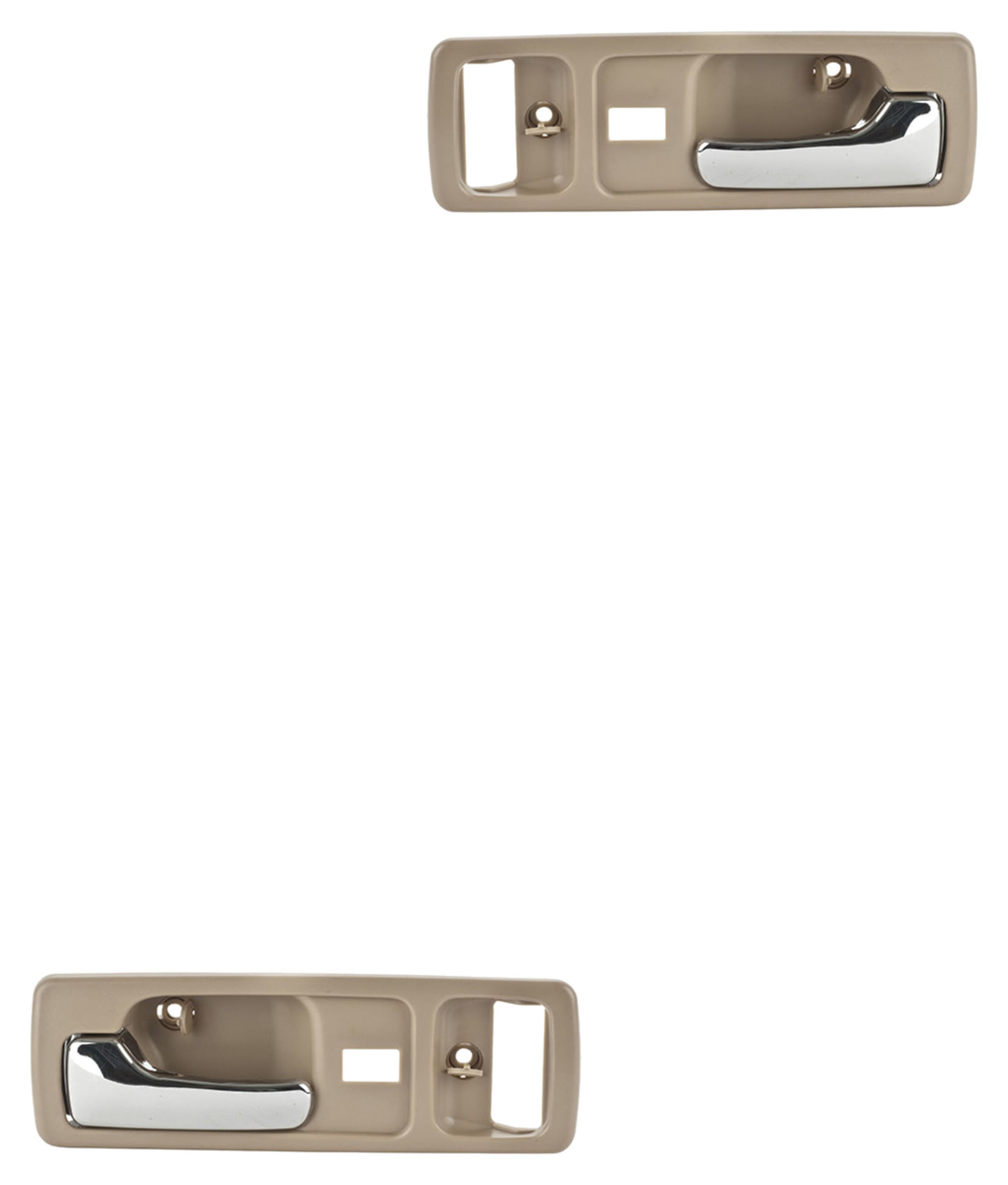 Par De Manijas De Puertas Interiores Delanteras Beige/Cromado Con Hoyo Para Seguro