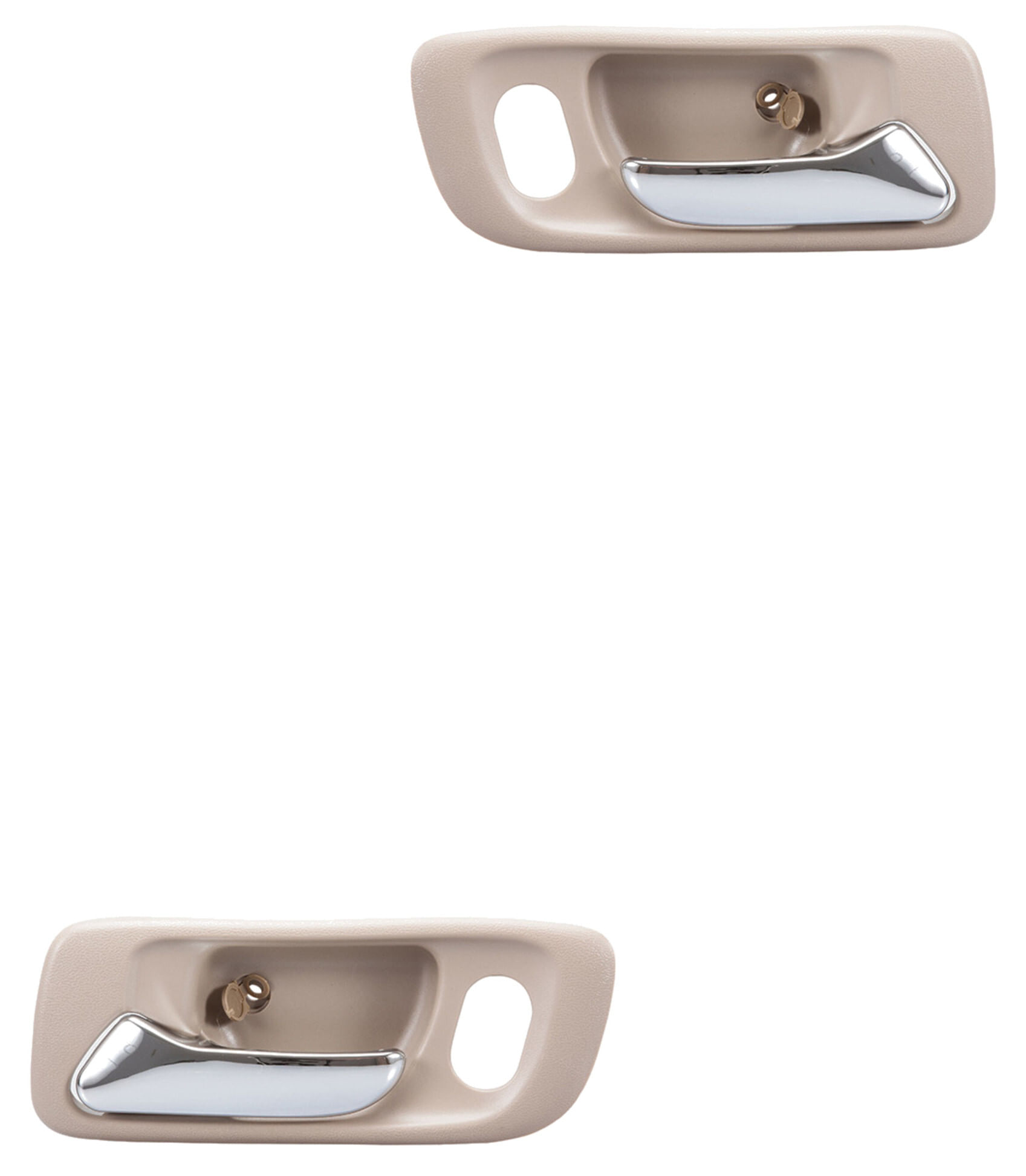 Par De Manijas De Puertas Interiores Delanteras Beige/Cromado Con Hoyo Para Seguro