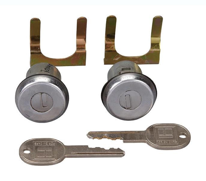 Juego De Cilindros De Puertas Con Llave Ovalada Cromados