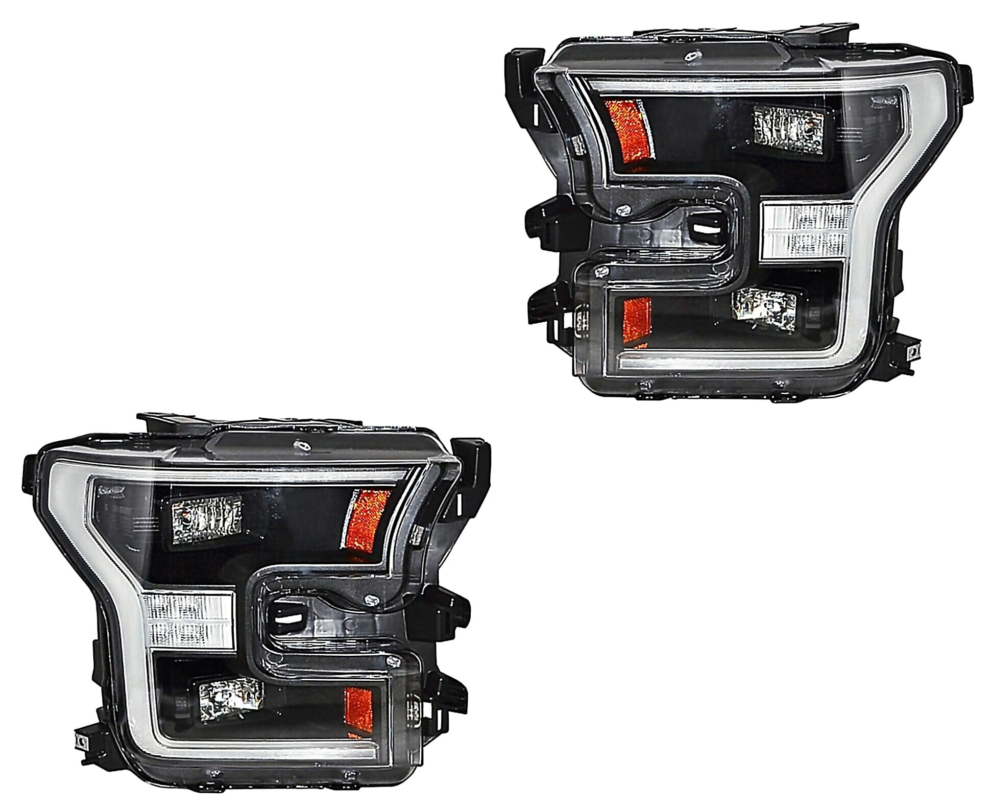 Par De Faros Fondo Negro Con Leds
