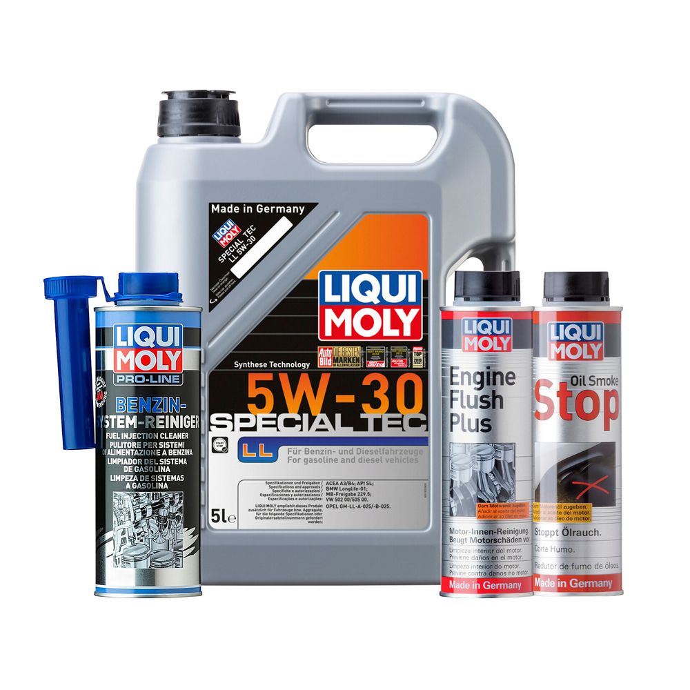 LIQUI MOLY Kit De Aceite Special Tec Ll 5w30, Enjuague De Motor Y Aditivo  Oil Smoke Stop - masrefacciones