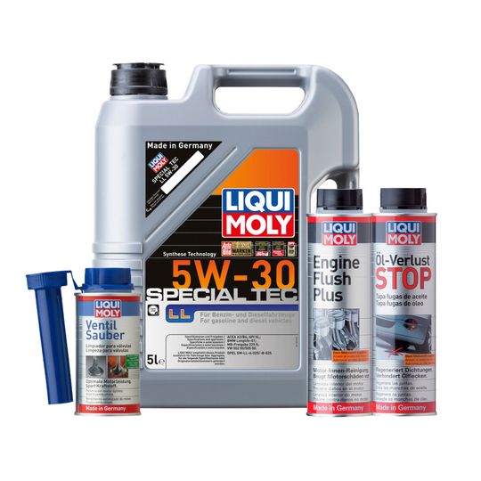 liqui-moly-kit-de-aceite-special-tec-ll-5w30-enjuague-de-motor-y-aditivos-oel-verlust-stop-y-ventil-sauber-0