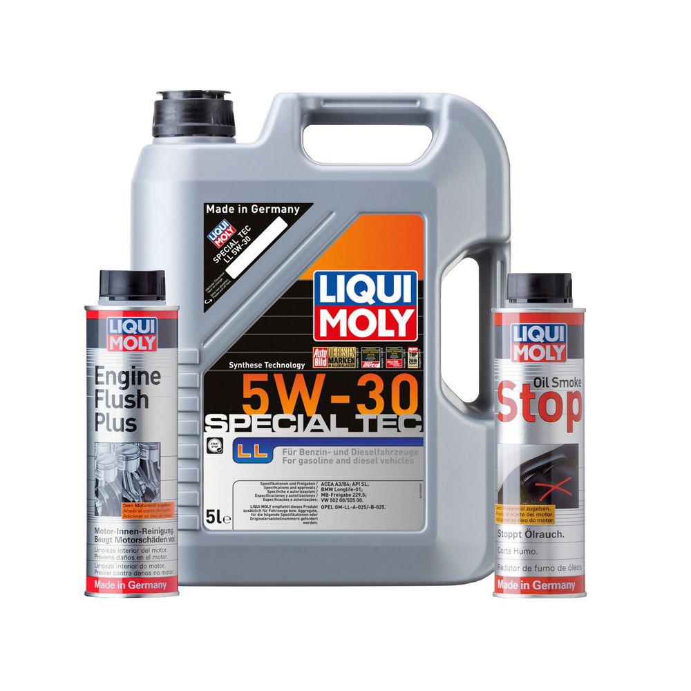 LIQUI MOLY Kit De Aceite Special Tec Ll 5w30, Enjuague De Motor Y Aditivo  Oil Smoke Stop - masrefacciones