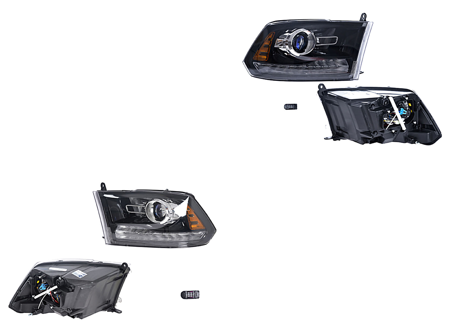 Par De Faros Con Luz De Día Con Lupa Fondo Negro