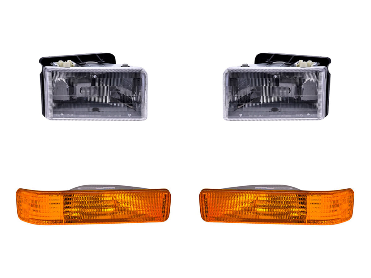 Kit De Faros Con Base Sin Foco Y Cuartos Ámbar (4 Piezas)