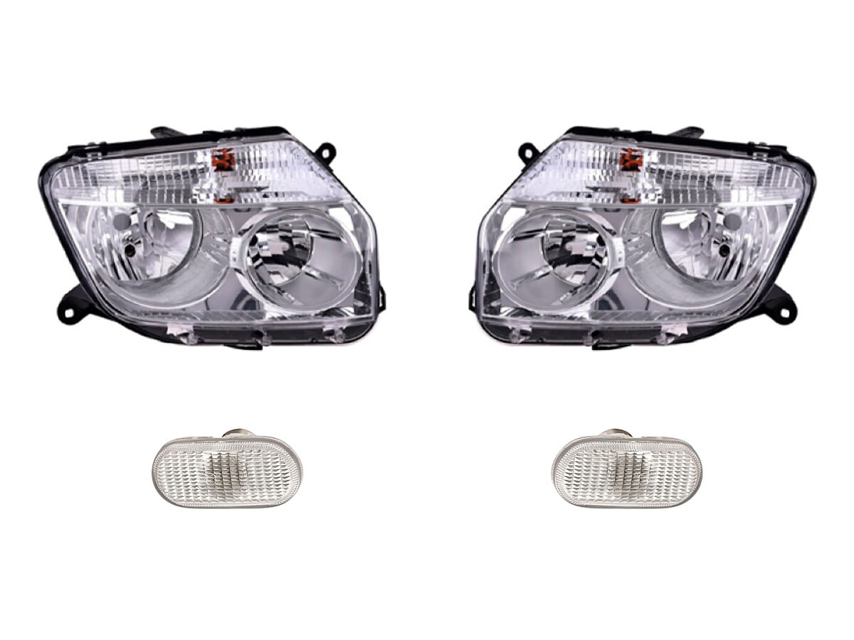 Kit De Faros Para Foco Halógeno Sin Foco Fondo Cromado Y Cuartos Blanco (4 Piezas)