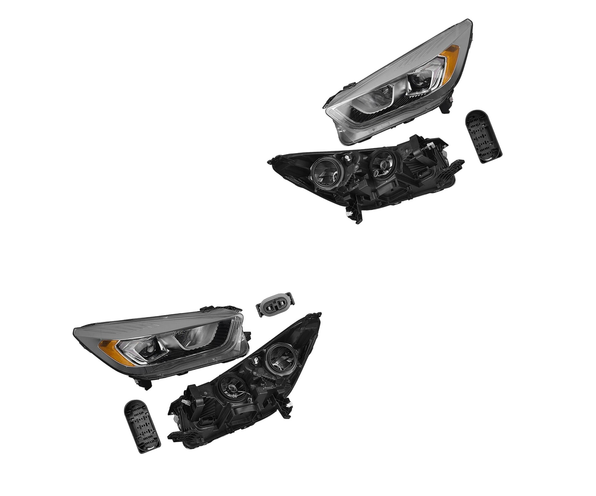 Par De Faros Fondo Cromado Para Foco Halógeno Sin Foco
