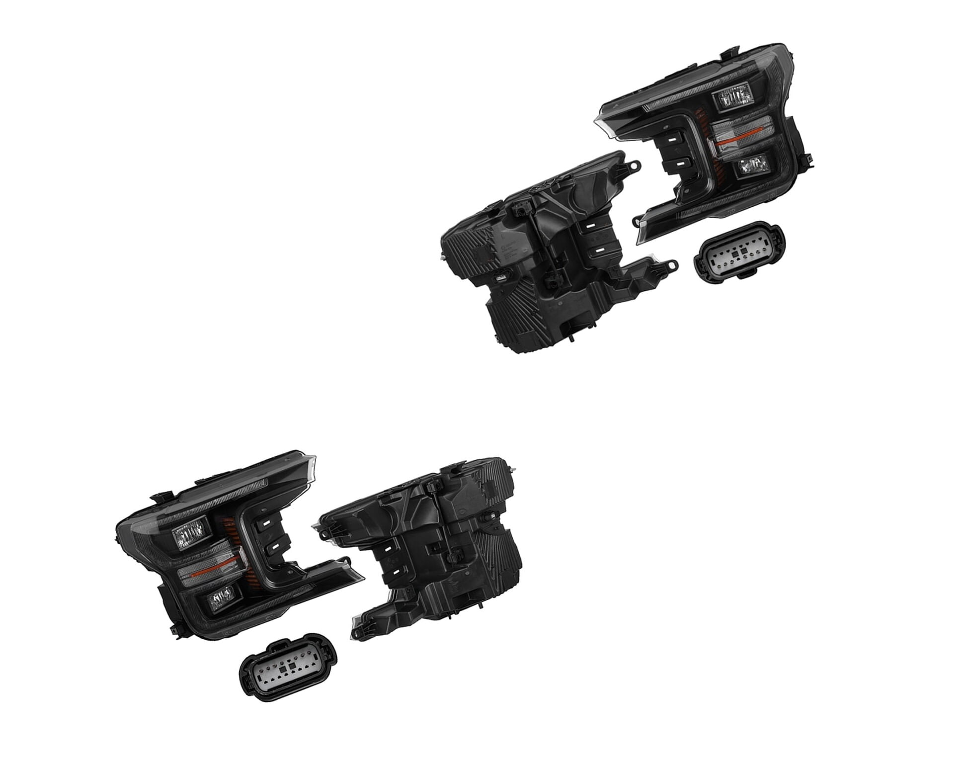 Par De Faros Fondo Negro Con Leds