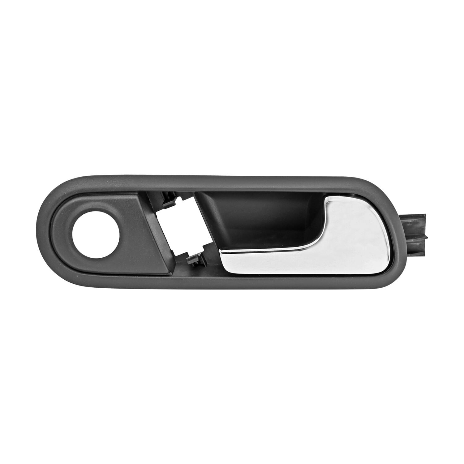 Manija Puerta Interior Delantera Negra/Cromo Con Hoyo Para Control De Espejo Lado Pasajero