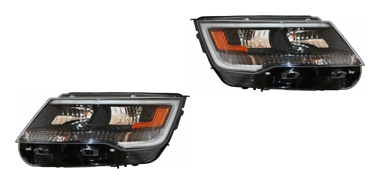 Par De Faros Fondo Negro Con Leds Con Luz De Día