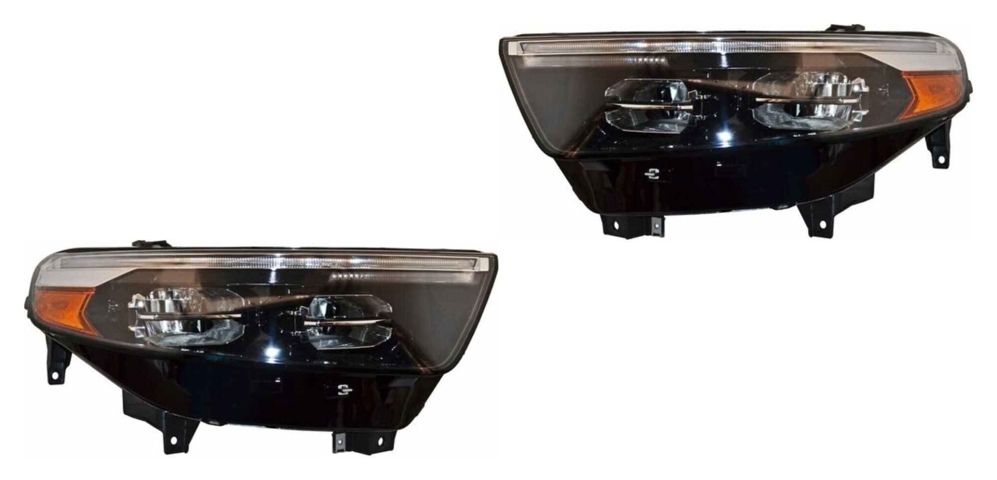 Par De Faros Fondo Negro Con Leds Con Luz De Día