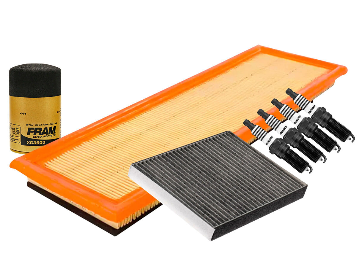 Kit De Bujías Platino, Filtro De Aire, Filtro Para Aceite Sintético Y Filtro De Cabina (7 Piezas)